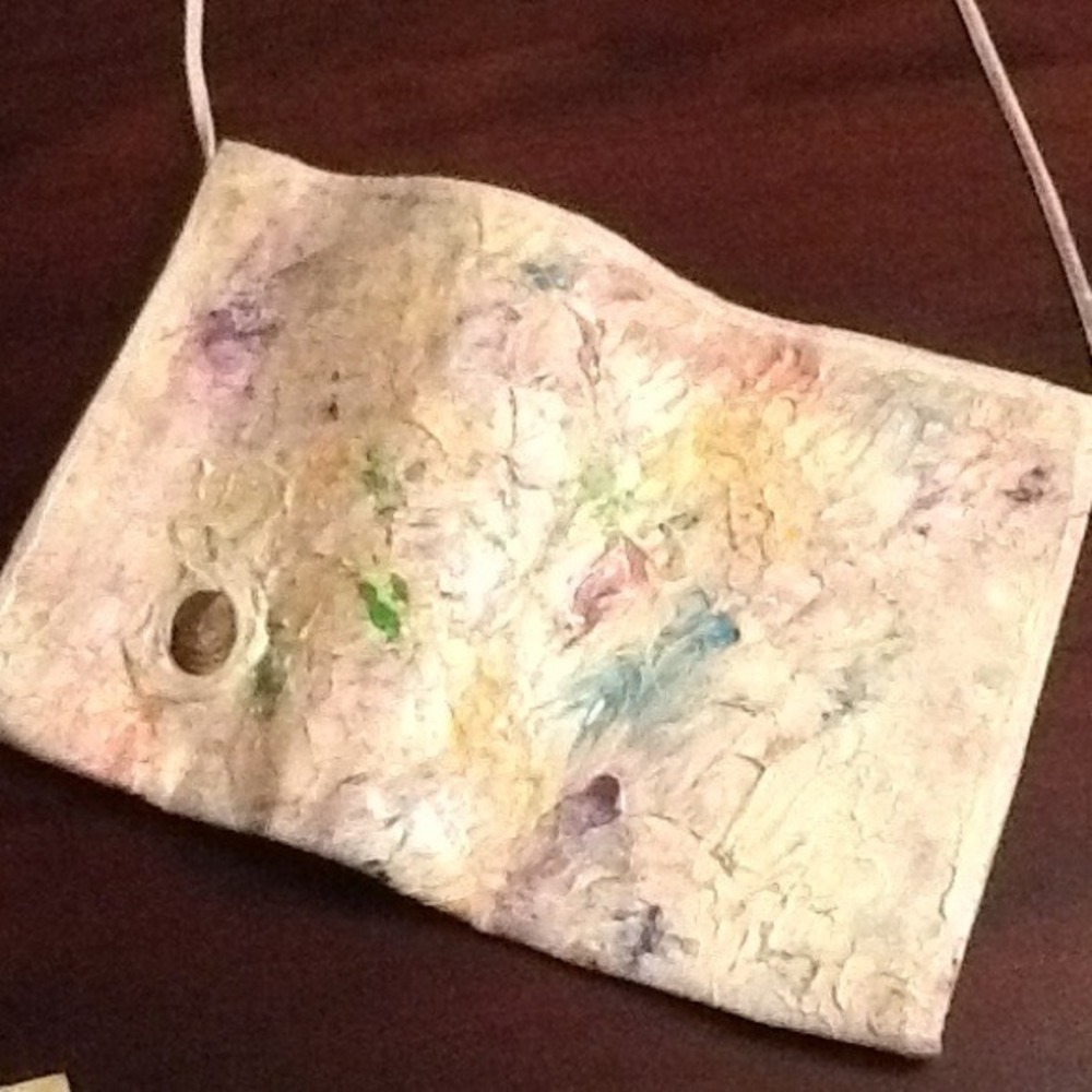 Vintage Artist Palette Splattered Paint Cat Envelope Clutch Bag Upcycled Artsy